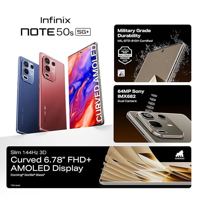 Infinix Note 50s 5G+ (Titanium Grey, 6GB RAM, 128GB Storage) | MediaTek D7300 Ultimate | 5500mAH Battery, Dual Speakers by JBL, 144Hz AMOLED Display - Image 4